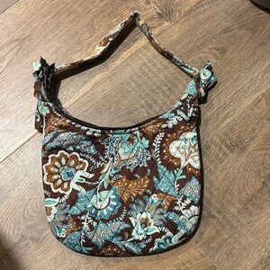 Vera Bradley Java Blue Floral Paisley Bow Tie Strap Handbag Shoulder Purse